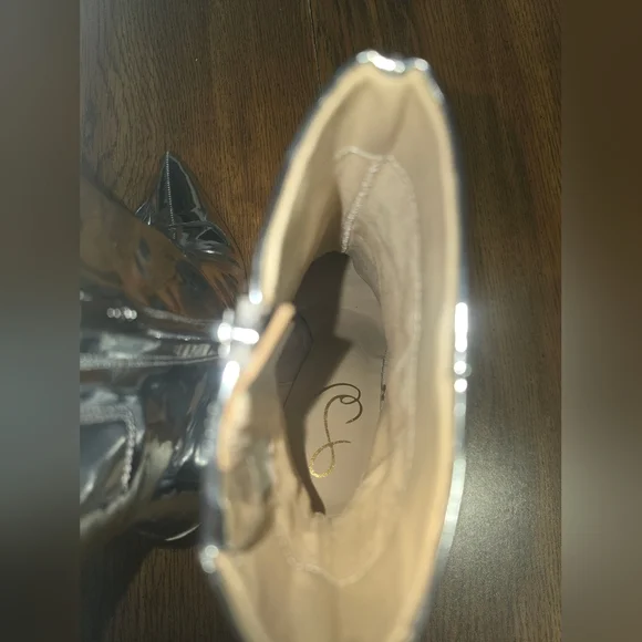 NEW Sam Edelman Esmae Stiletto Ankle Booties Silver Pointed Toes Size 6.5 - Picture 14 of 15